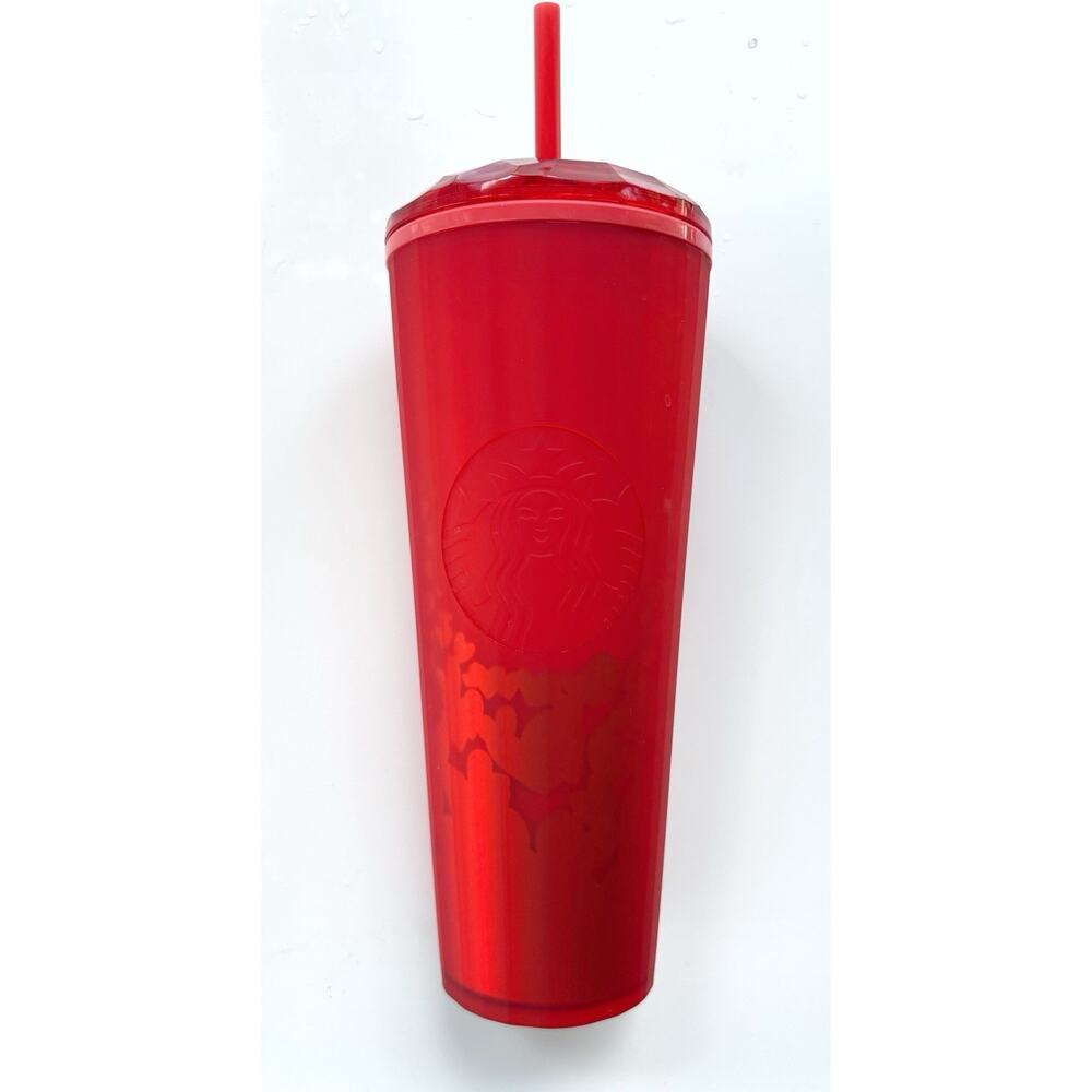 Starbucks Cold Cup Tumbler Red Hearts Valentine's 2022 24ozDome Lid Straw Venti - Picture 3 of 5